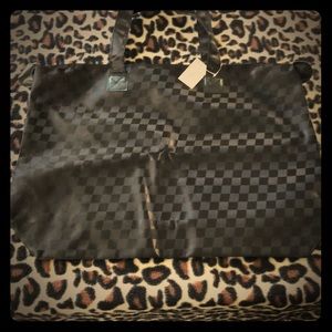 Large Black Checker Tote
